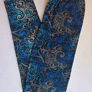 Black Blue Gray Swirl Print Butter Leggings sz2-12